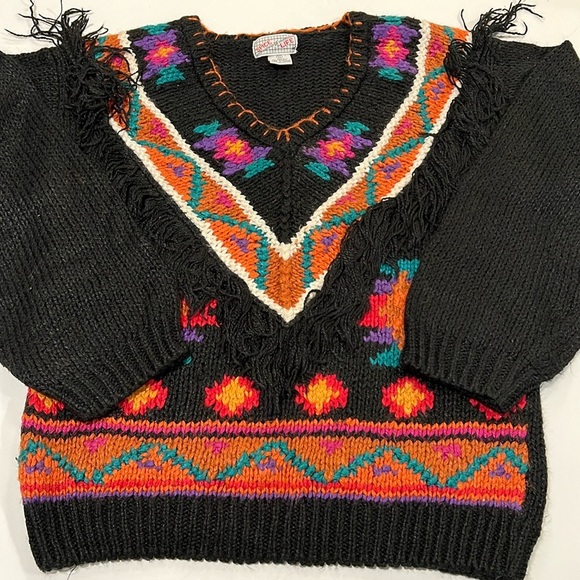 Spice of Life - vintage southwest style sweater, fringe